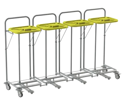 VK 80 - 4N vozík na třídění odpadu a prádla, nožní otevírání plast - VK - žlutý